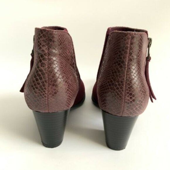 Vionic Bootie Size 7M Maroon Anne Leather Upright Block Heel - Picture 7 of 11
